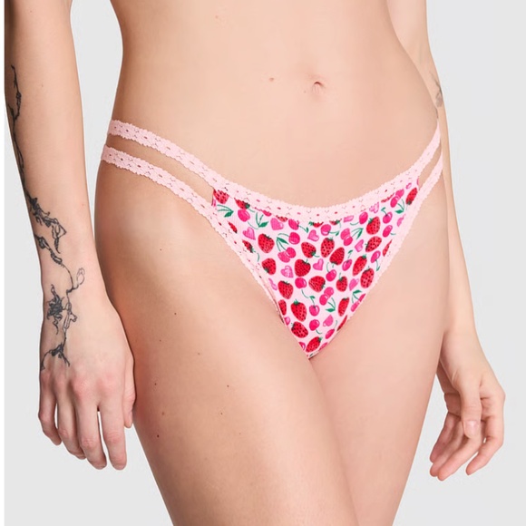 PINK Wink Strappy Berry Thong - Picture 1 of 3